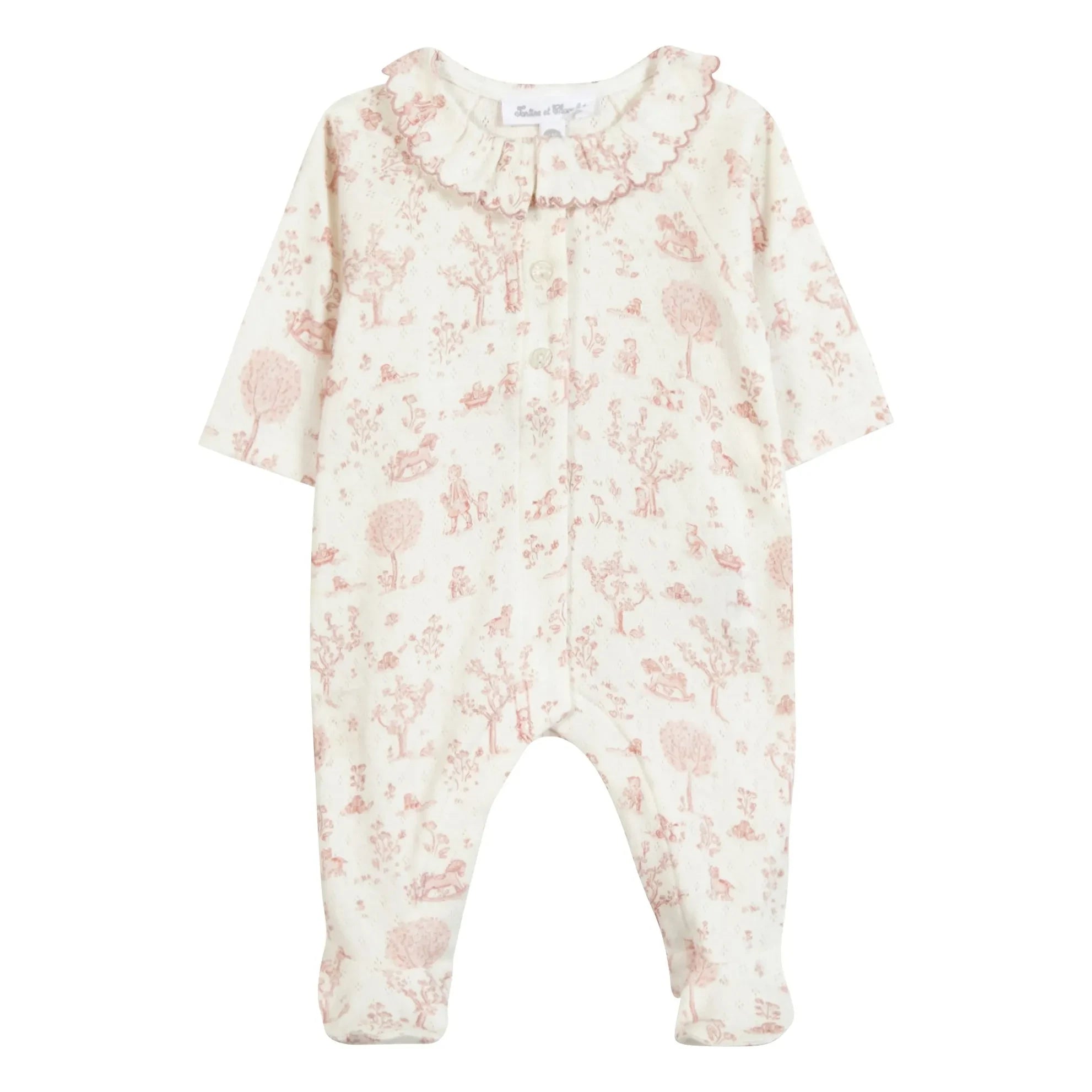 Tartine et Chocolat - Strampler-Pyjama mit rosa Kragen | Rosa