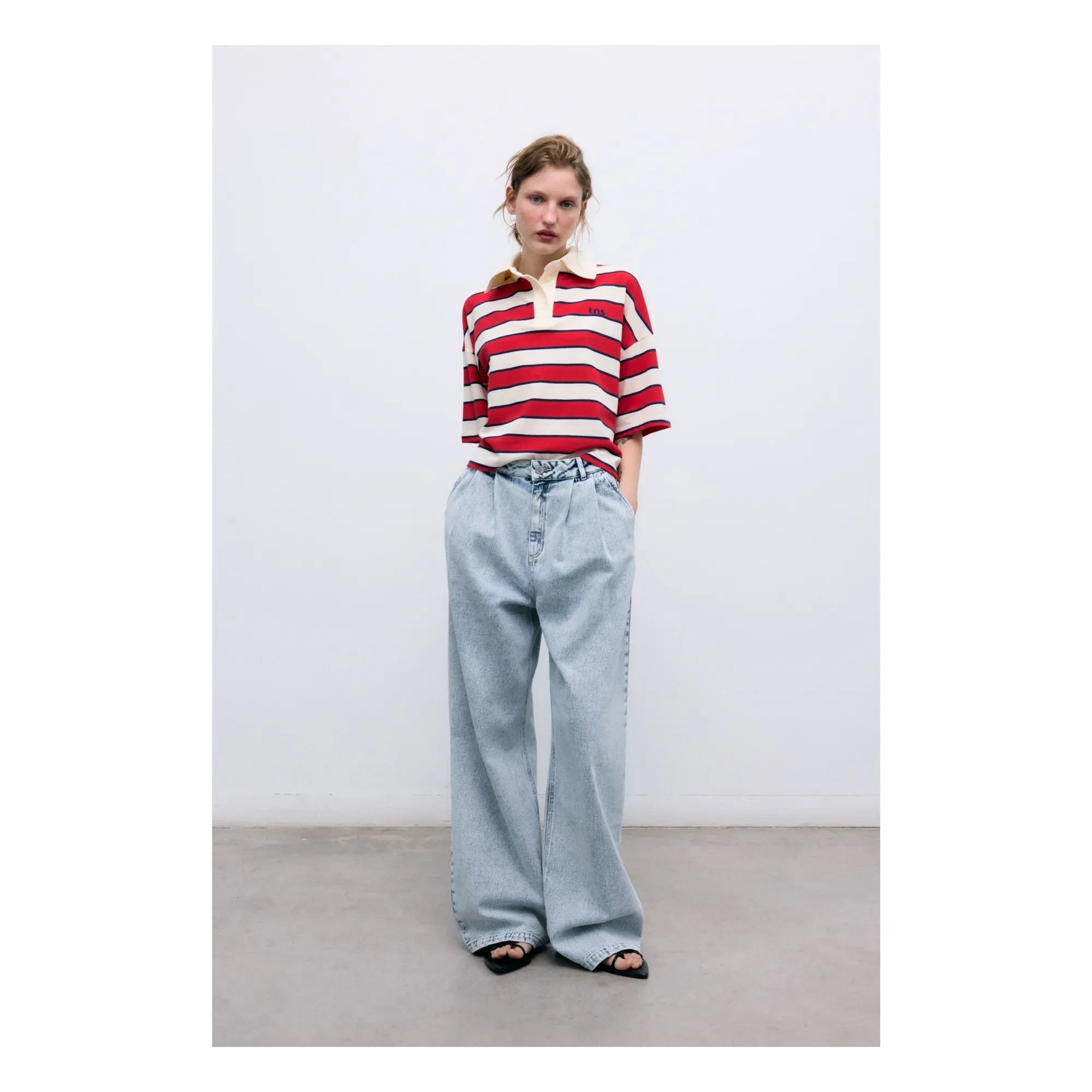 the new society - Acacia Gestreiftes Baumwoll-Polo | Rot