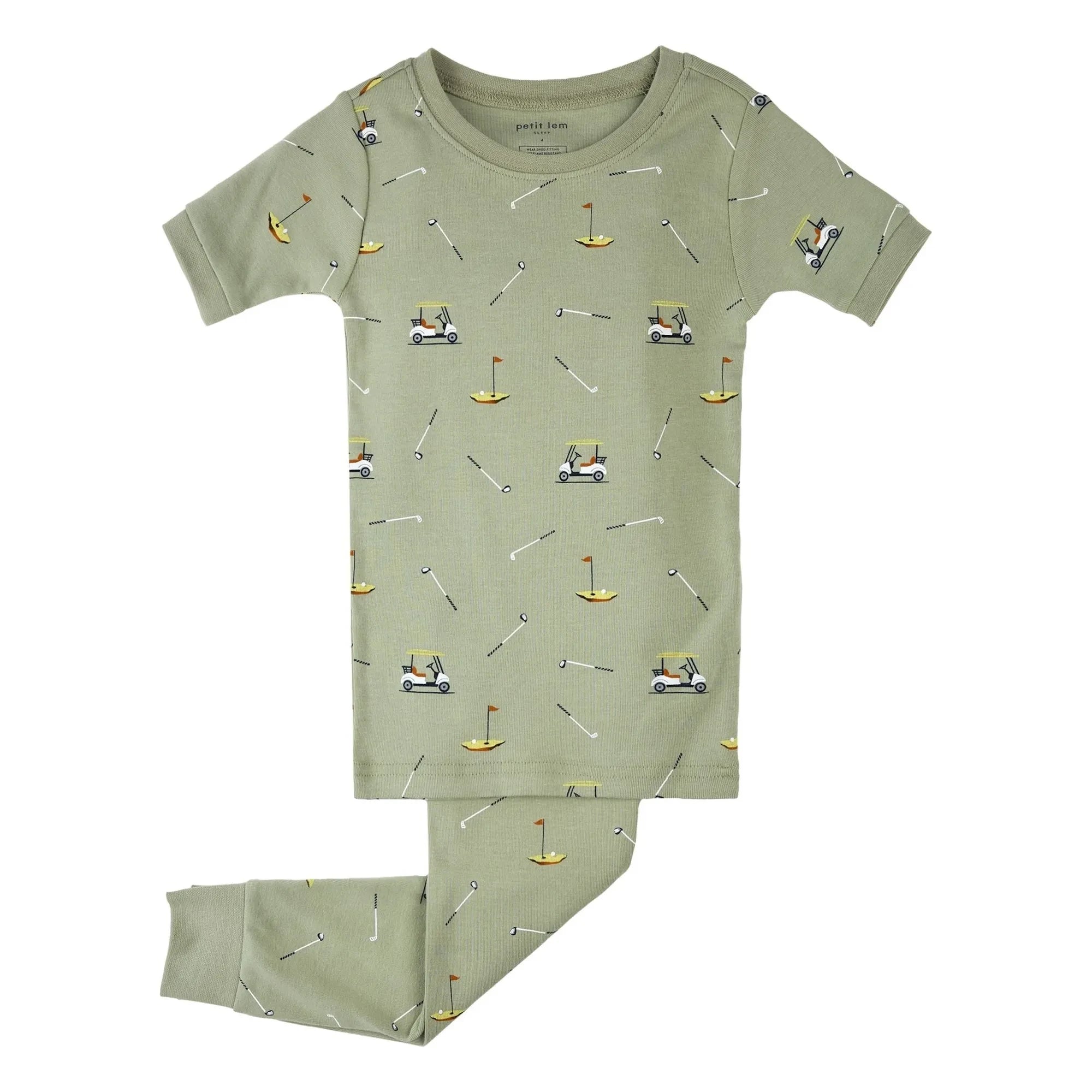 Petit Lem - Bio-Baumwoll-Schlafanzug mit Golfmuster | Khaki