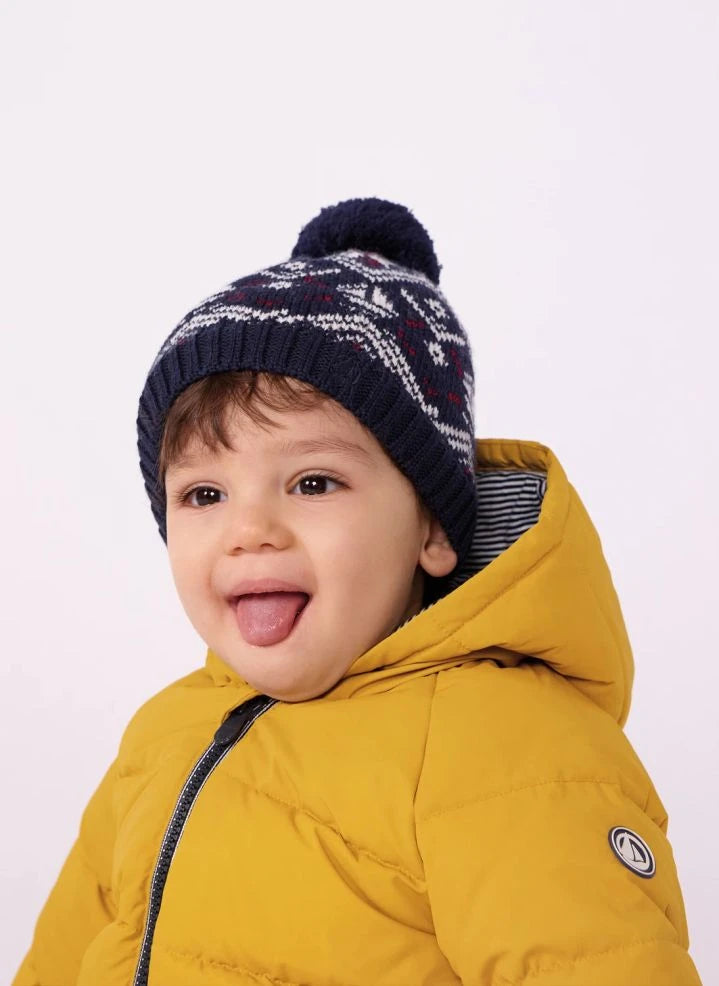 Petit Bateau - Jacquard-Wollmütze | Dunkelblau
