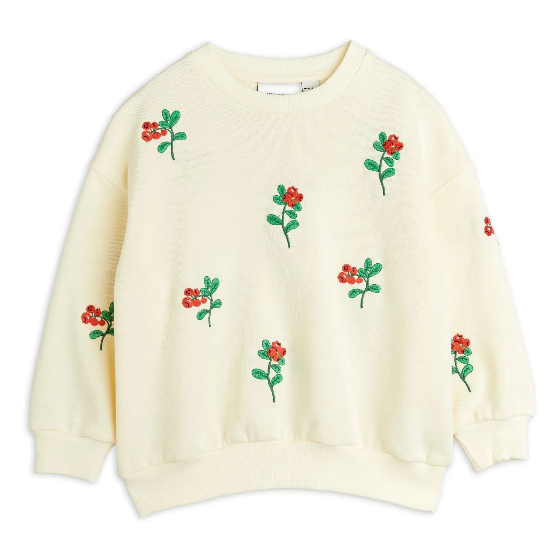 Mini Rodini - Sweatshirt aus Bio-Baumwolle mit Blumenmuster | Ecru