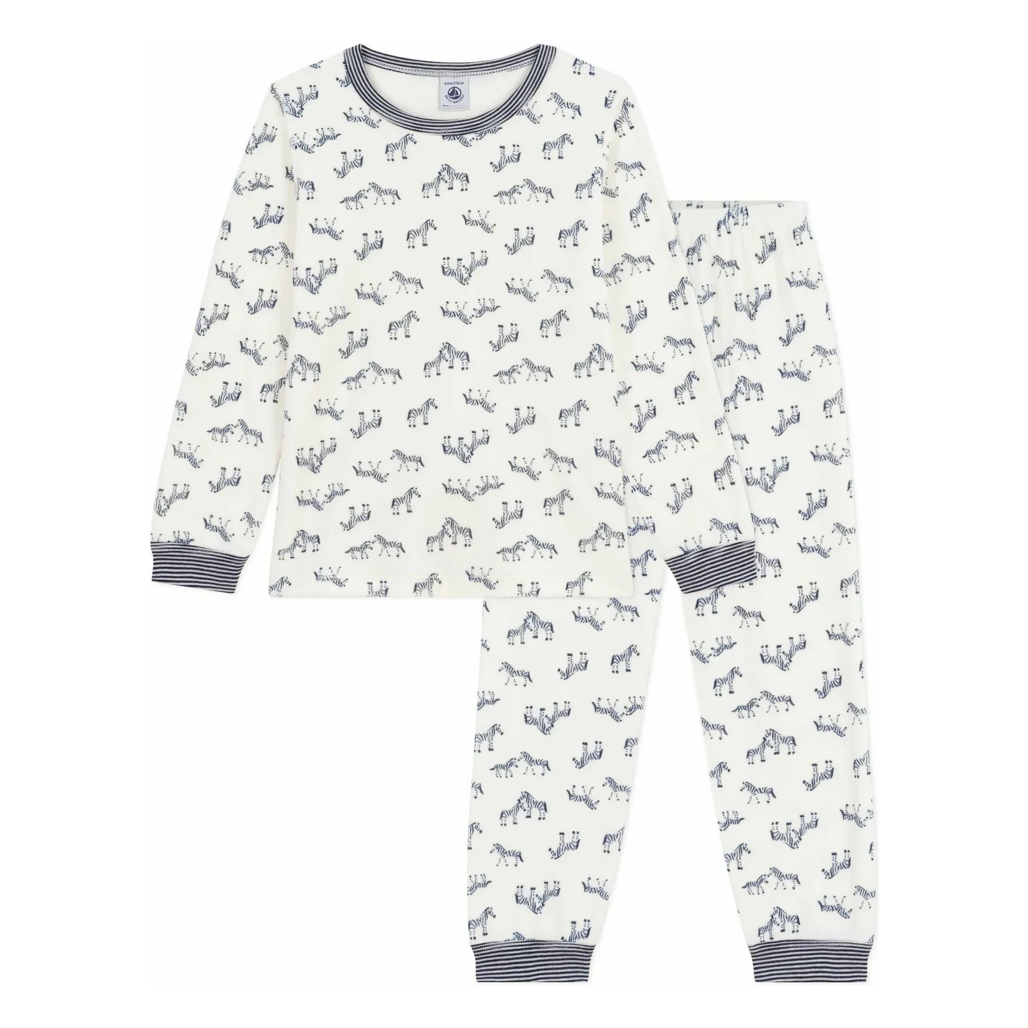 Petit Bateau - Zebra Bio-Baumwolle Pyjama | Ecru