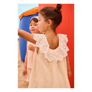 Louise Misha - Danya Gestreiftes Kleid aus Bio-Baumwolle | Gelb