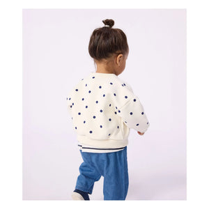 Petit Bateau - Molton Jacke mit Punkten | Ecru