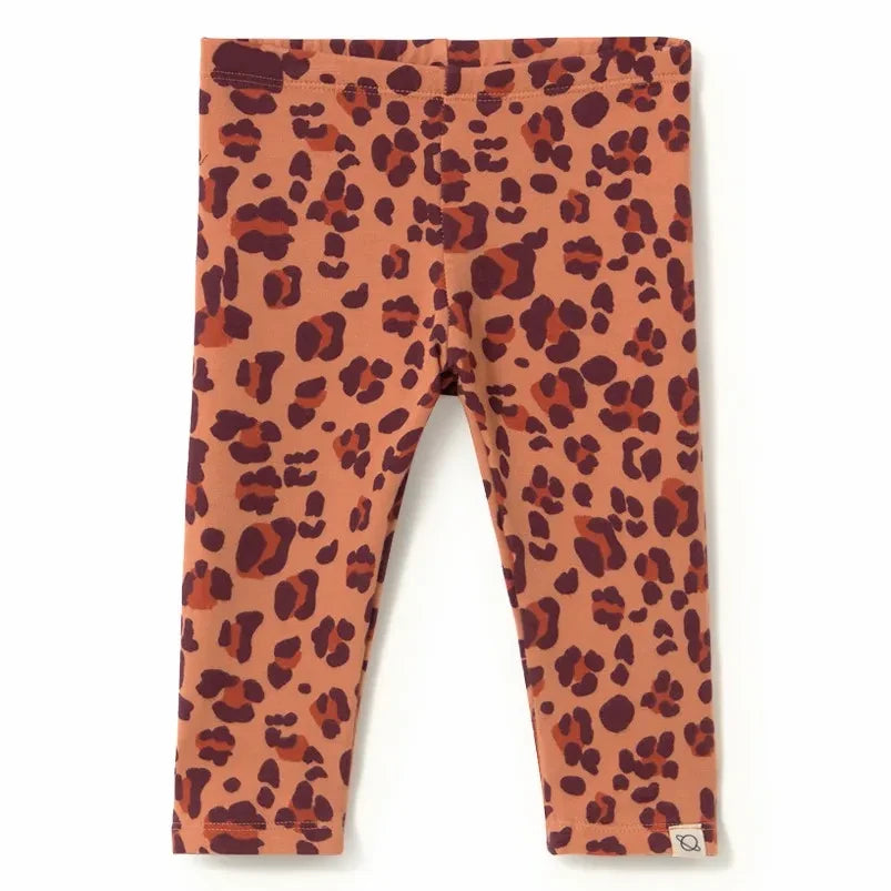 Cozmo - Baby-Leggings aus Bio-Baumwolle mit Leopardenmuster | Koralle