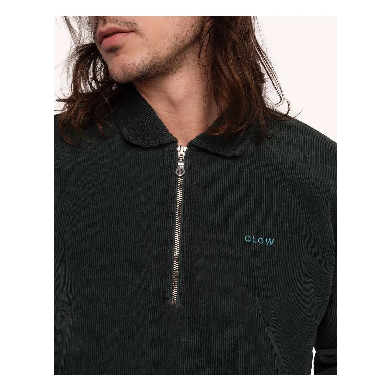 Olow - Manso Sweatshirt mit halbem Reißverschluss | Dunkelgrün