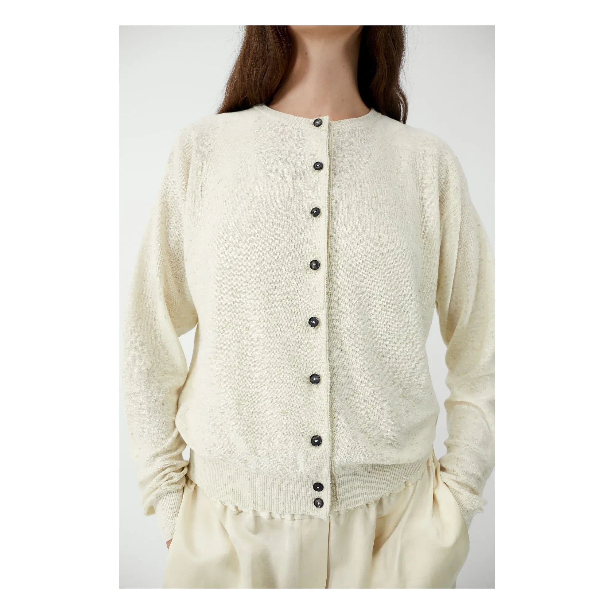 Cordera - Leinen- und Baumwollstrickjacke | Creme