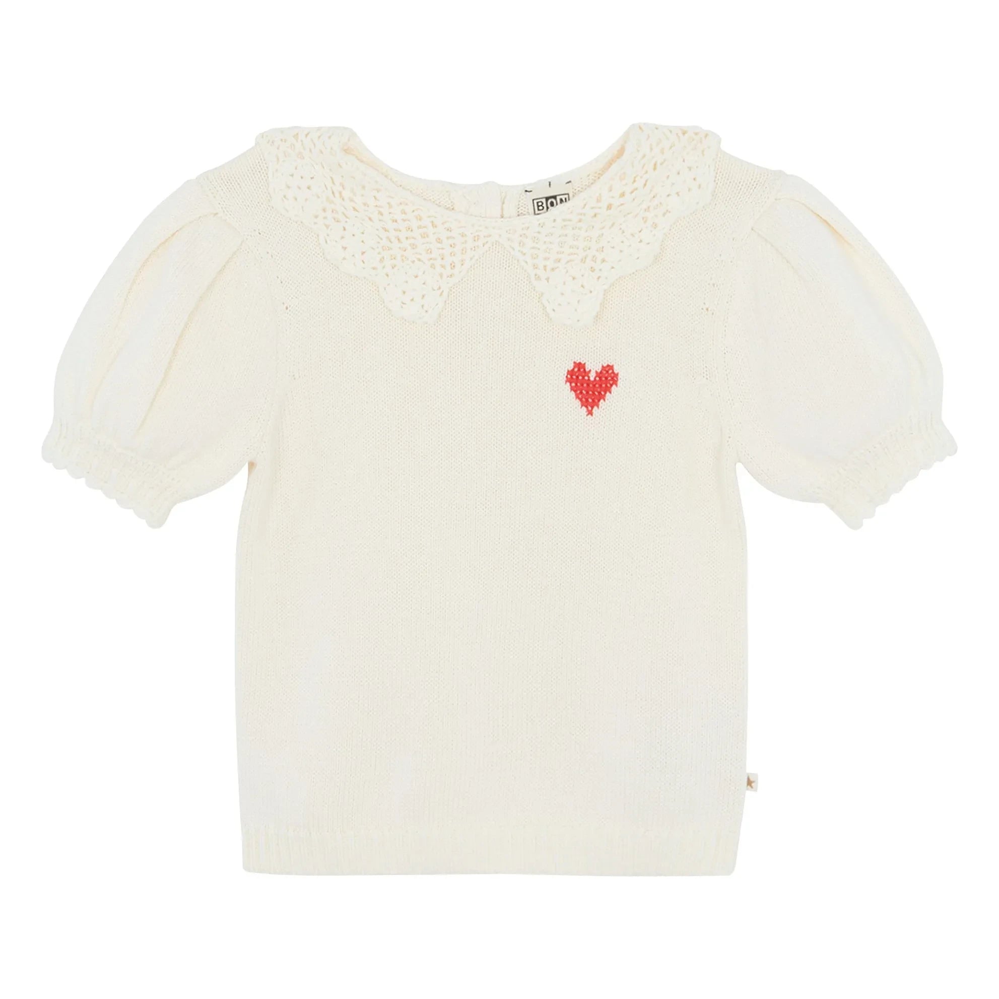 Bonton - Niko Kurzärmliger Pullover mit Claudine-Kragen | Ecru