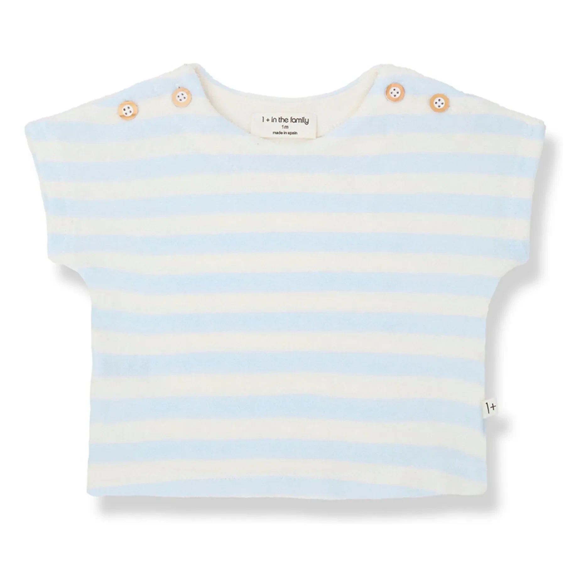 1+ in the family - Kavala Gestreiftes Handtuch-T-Shirt | Hellblau