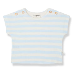 1+ in the family - Kavala Gestreiftes Handtuch-T-Shirt | Hellblau