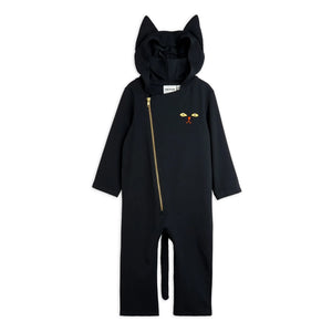 Mini Rodini – Bio-Baumwolle Katzen-Strampler | Schwarz