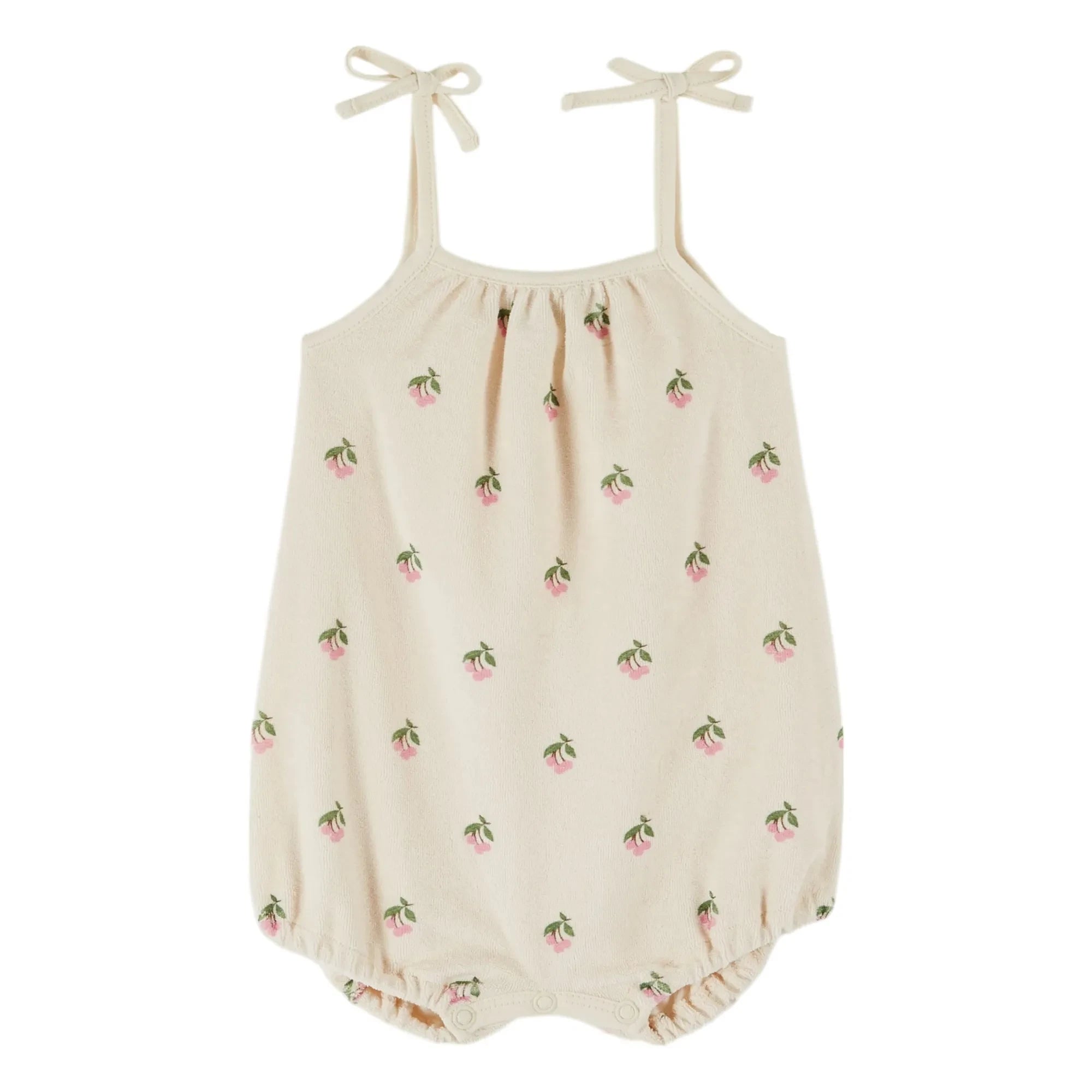 Emile et Ida - Kirschenoverall aus Bio-Baumwollfrottee | Creme