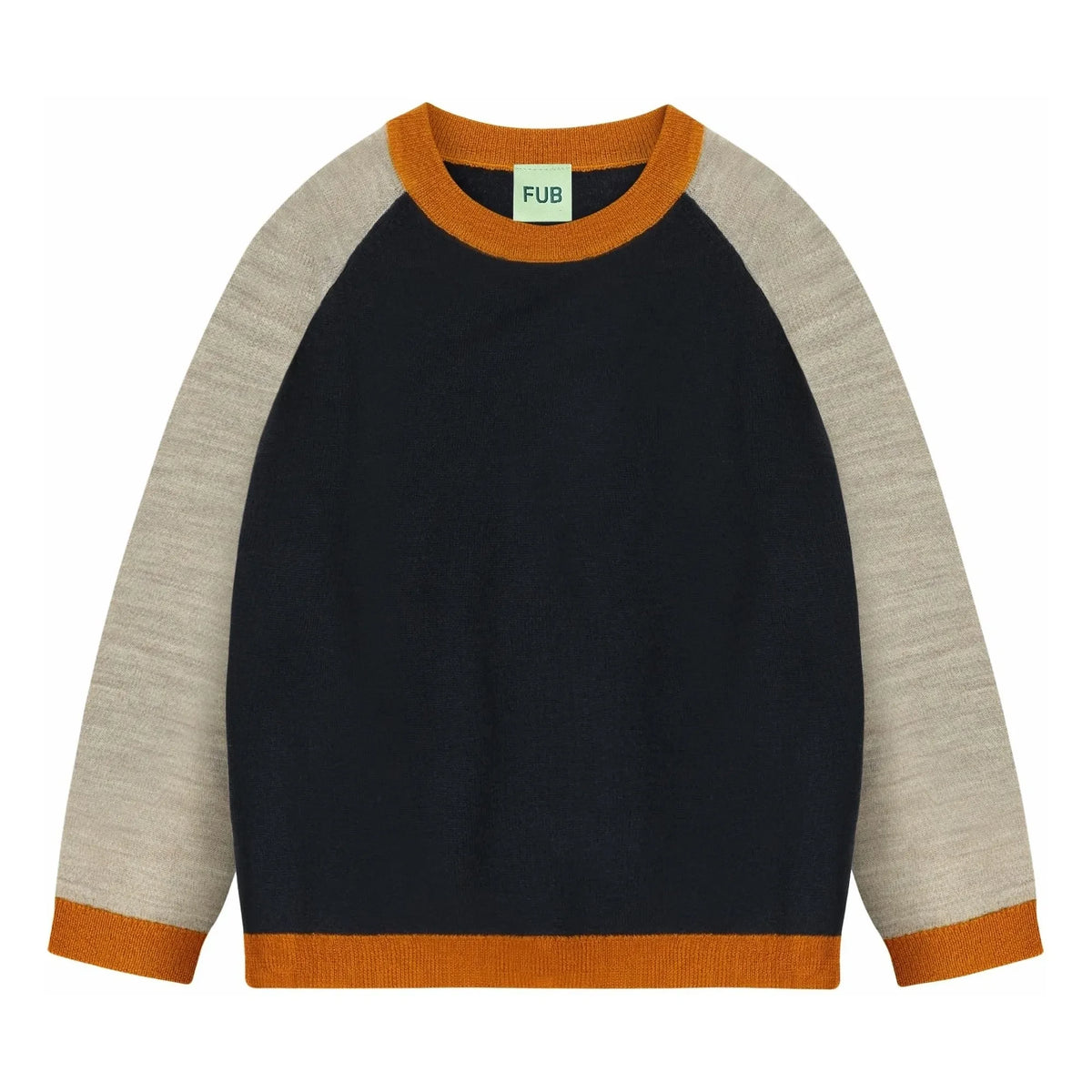 FUB - Farbblock-Feinstrick-Merinowollpullover | Dunkelblau
