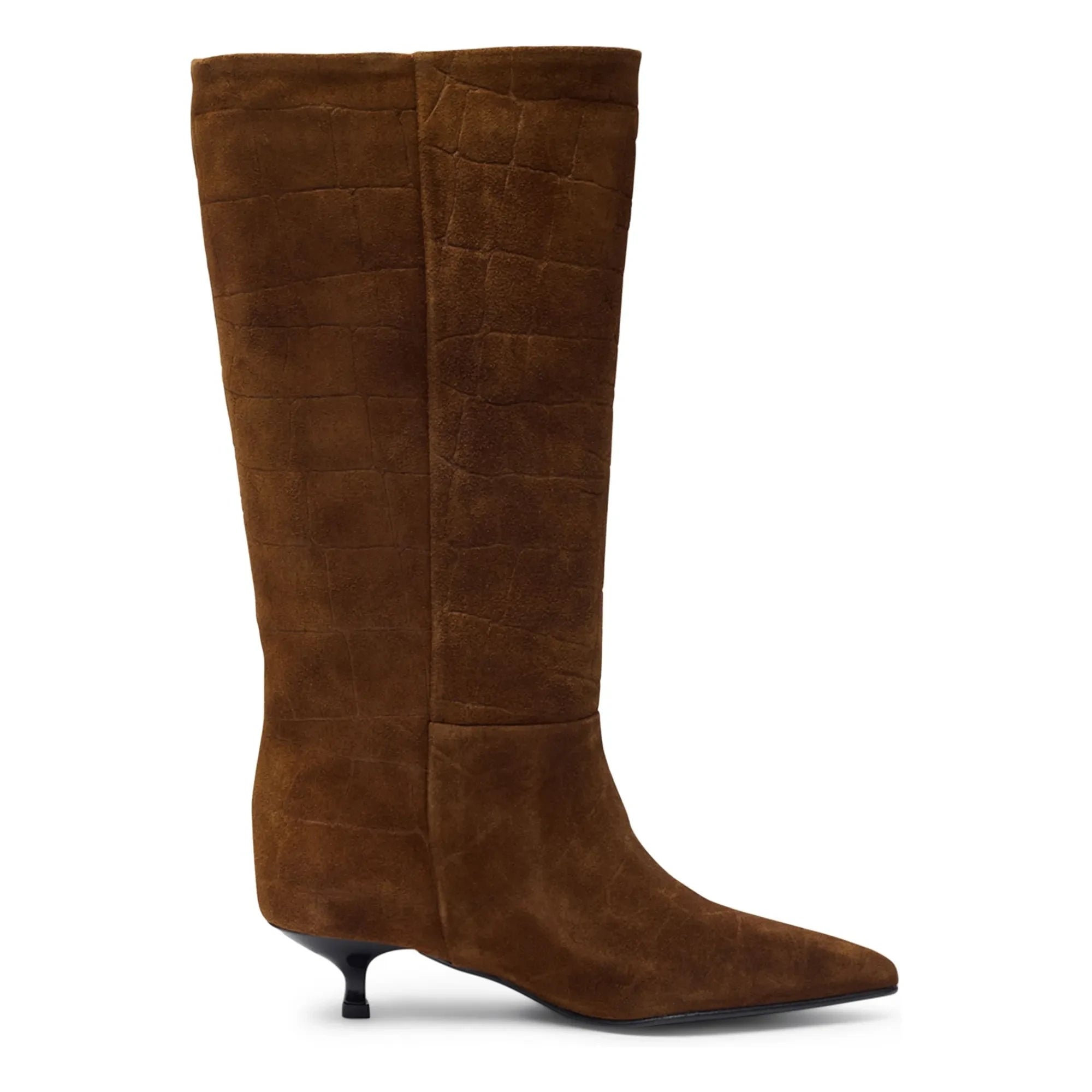 Augusta - Sydney Lederstiefel in Kroko-Optik | Hellbraun