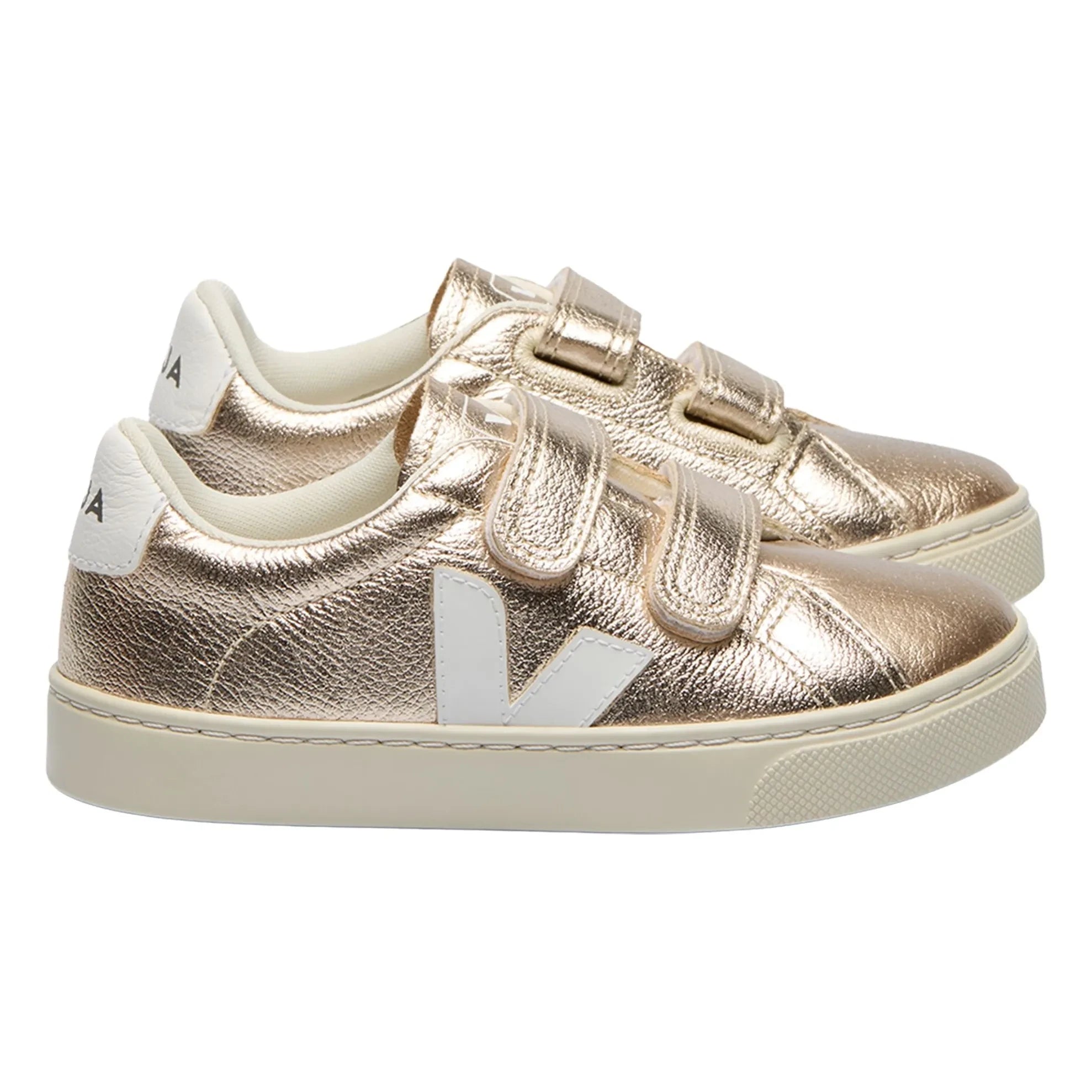 Veja - Esplar Leder O.T. Gestreifte Sneakers | Goldbraun