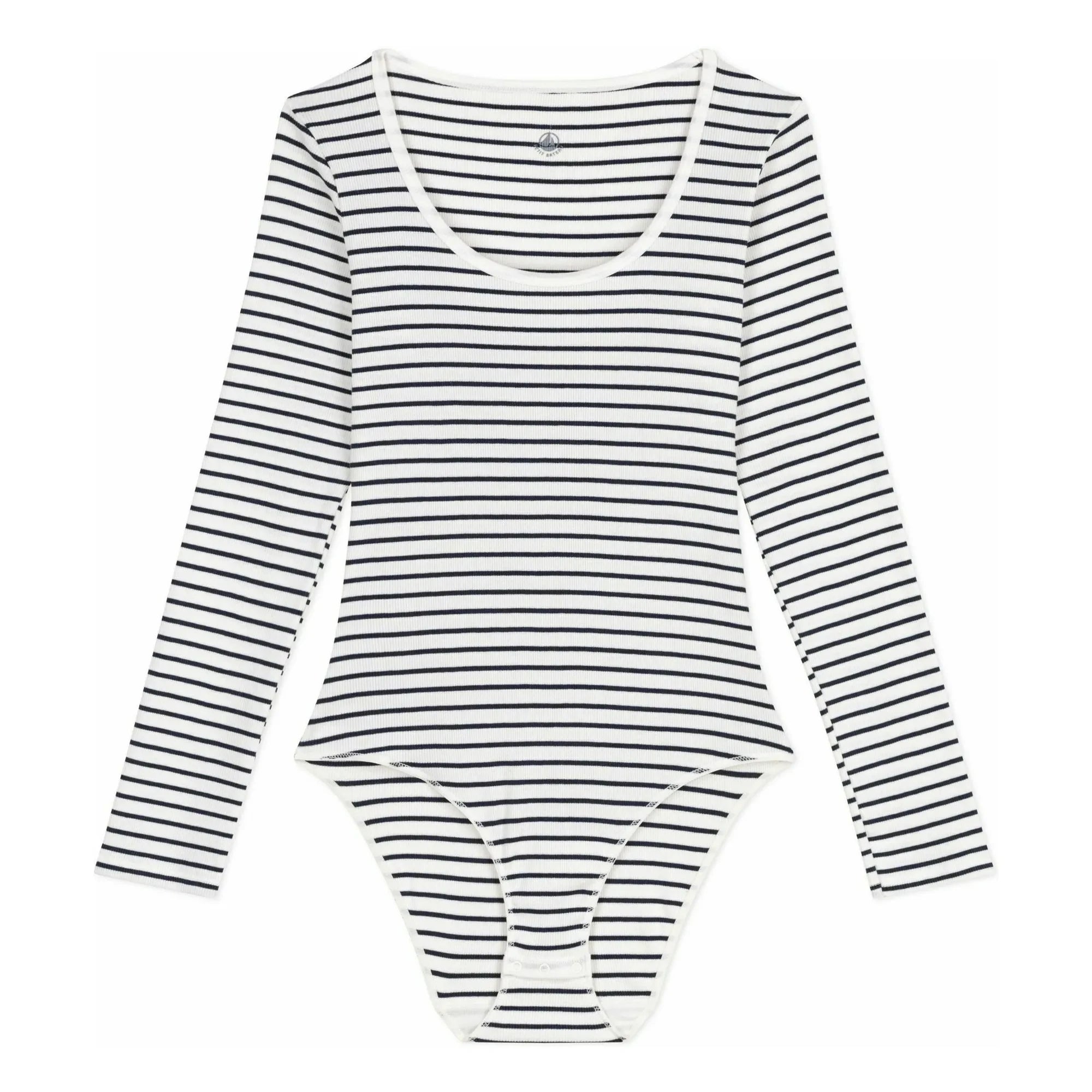 Petit Bateau - Gestreifter Feinripp-Body | Weiß