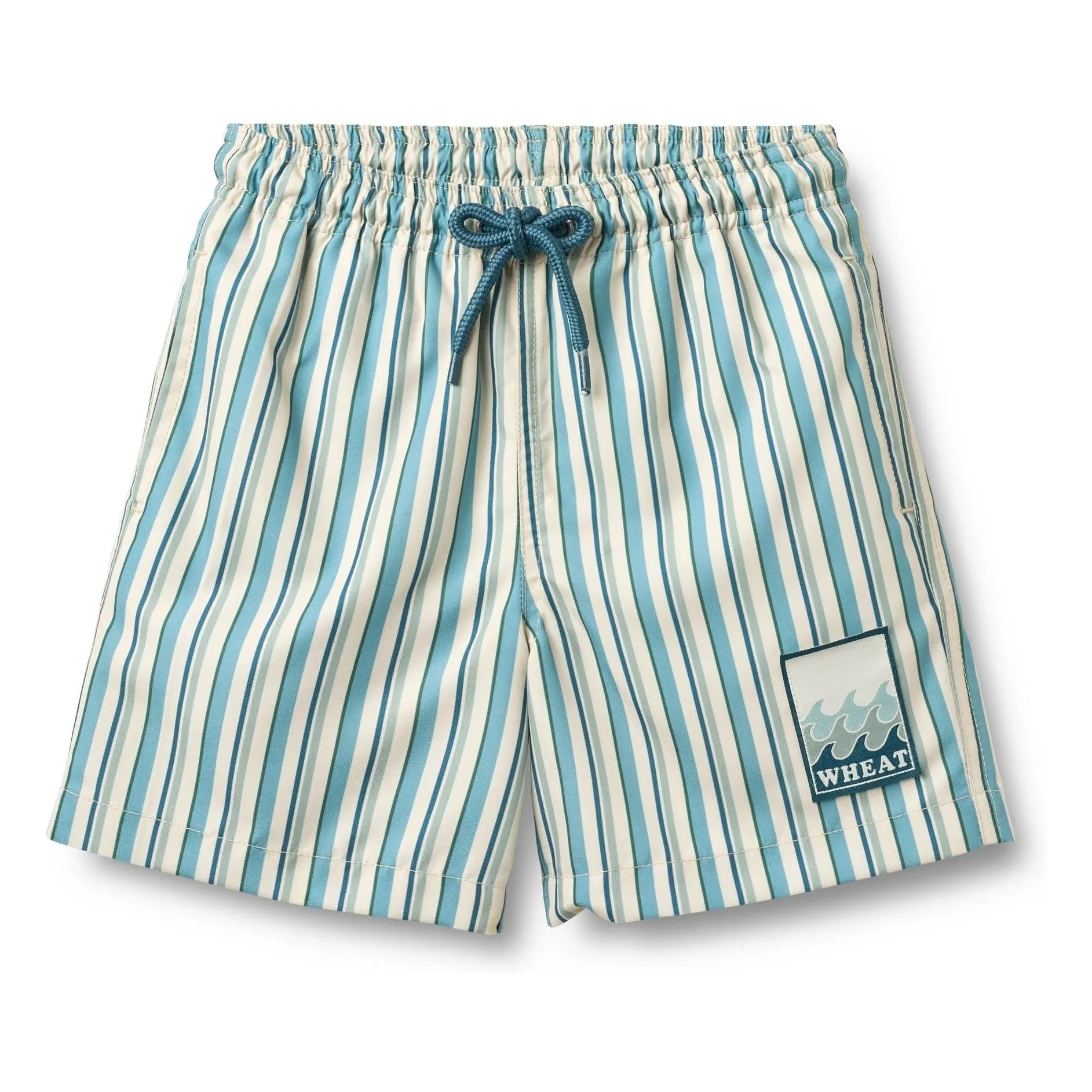Wheat - Hansi Badge Badeshorts aus recycelten Fasern mit Streifen | Blau