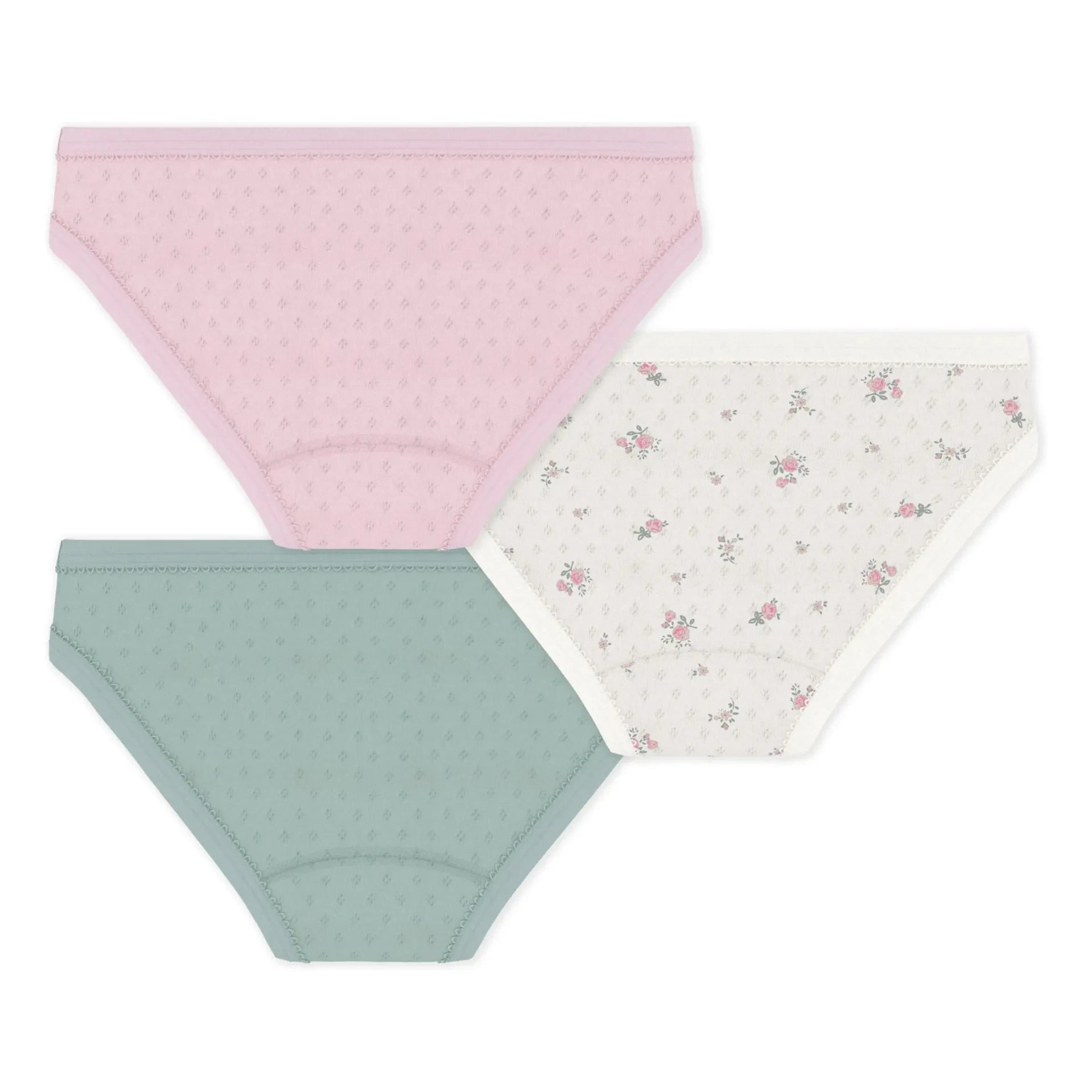 Petit Bateau – Batch 3 offene bestickte Höschen | Rosa