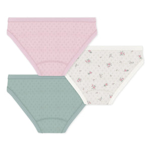 Petit Bateau – Batch 3 offene bestickte Höschen | Rosa