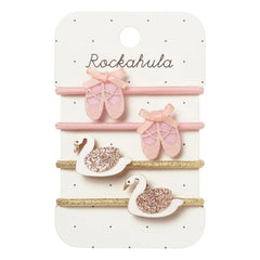 Rockahula Kids - Haargummi-Set mit 4 Schwanensee-Ballerinas | Puderrosa