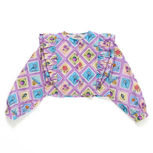 Maison Mangostan - Rüschenshirt Abdrücke | Lila