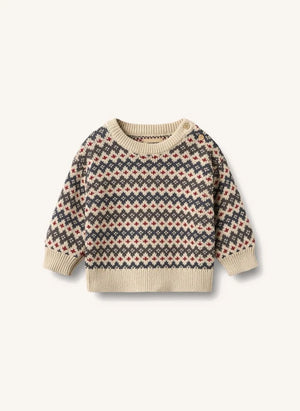 Wheat - Harlow Bio-Baumwoll-Baby-Jacquard-Pullover | Beige