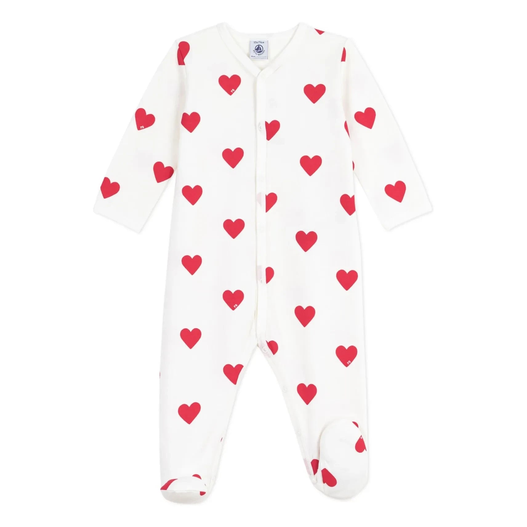 Petit Bateau - Dors Bien Cœurs Molleton Pyjama | Weiß
