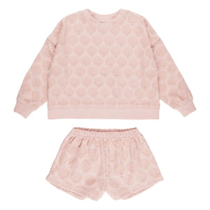 Rylee + Cru - Terry-Sweatshirt und Shorts-Set | Hellrosa