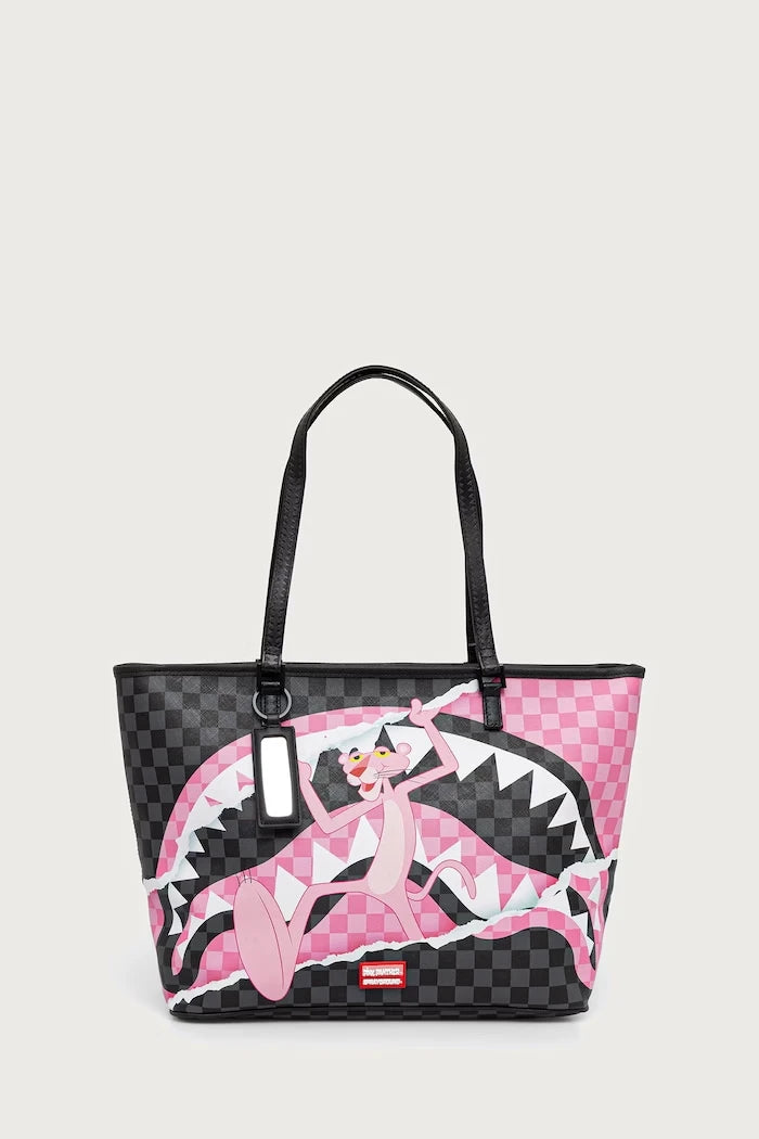 Sprayground - Pink Panther Schwarze Kunstleder Damen Einkaufstasche 910T9377NSZ