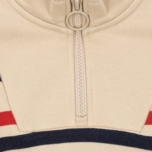Konges Sløjd - Loupy Gestreiftes Bio-Baumwoll-Sweatshirt mit Reißverschluss | Ecru