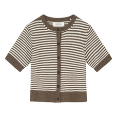 Skall Studio - Carmine Stripes Merinowolle Cardigan | Braun