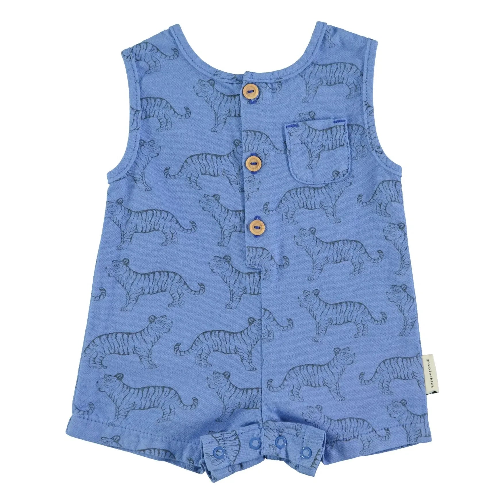 Piupiuchick - Tiger Bio-Baumwollstrampler | Blau