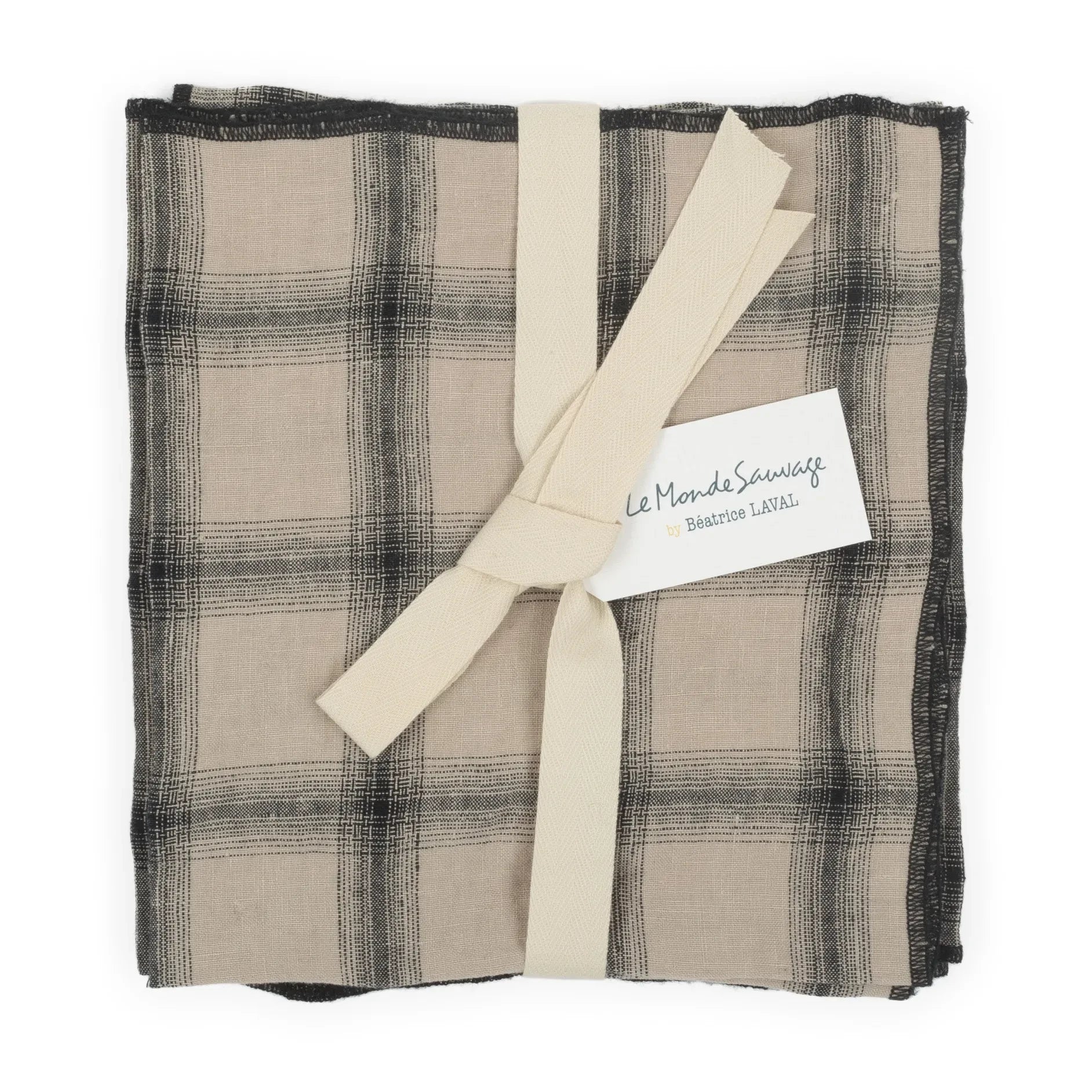Le Monde Sauvage - Highlands Gewaschene Leinen-Servietten - 4er Set | Beige-Rosa