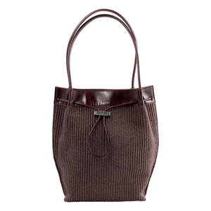 BY FAR - Kayla Bast- und Ledertasche | Bordeaux