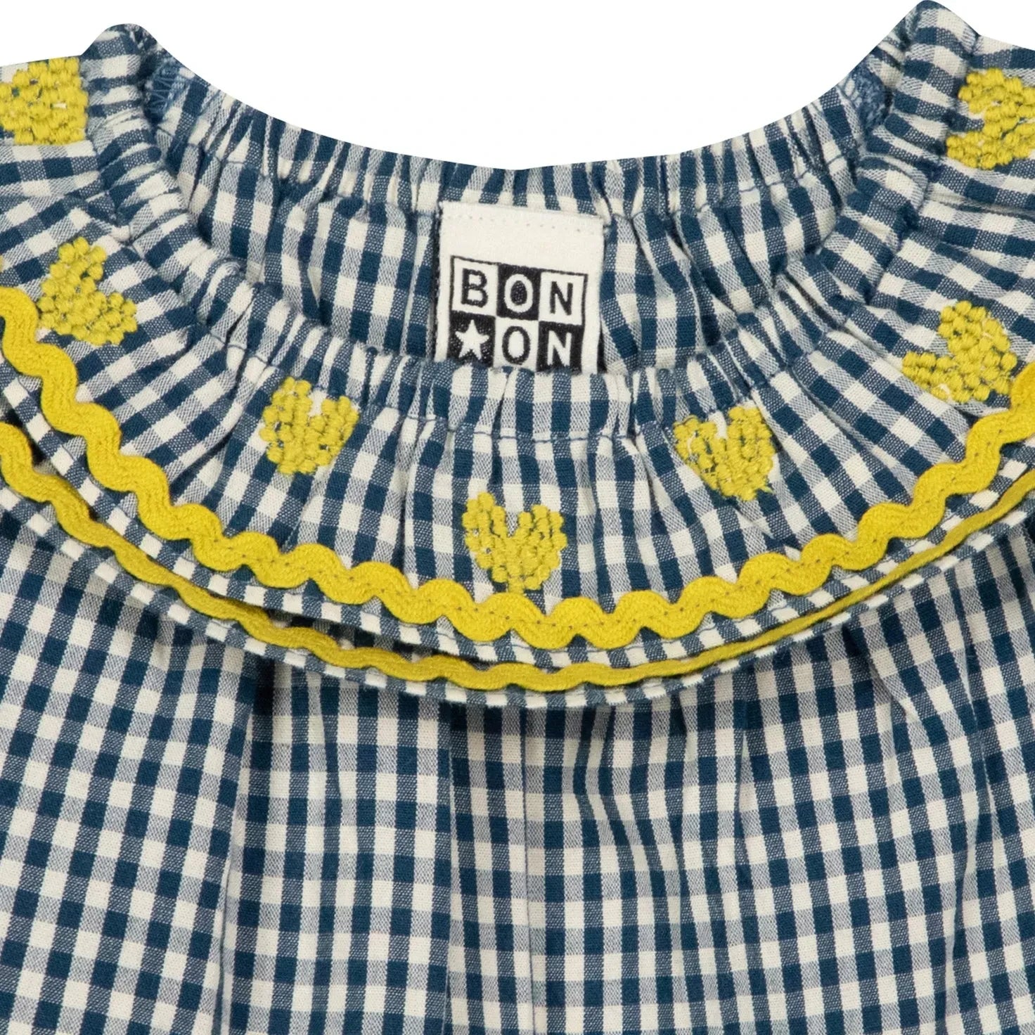 Bonton - Solane Kareli Nakışlı Yaka Bluz | Mavi