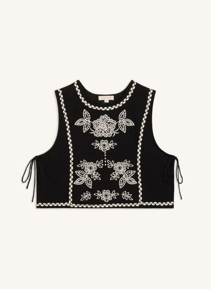 Louise Misha - Soniago Organisches Baumwoll-Top | Schwarz