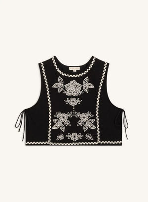 Louise Misha - Soniago Organisches Baumwoll-Top | Schwarz