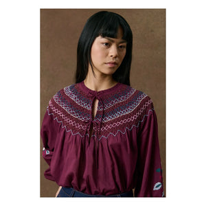 Louise Misha - Pal Organische Baumwollbluse | Bordeaux