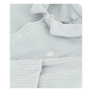 Petit Bateau - Organik Pamuklu Fitilli Pijama | Gri Melanj