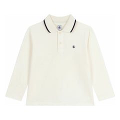 Petit Bateau - Poloshirt aus Bio-Baumwolle mit Kontrastkante | Naturweiß