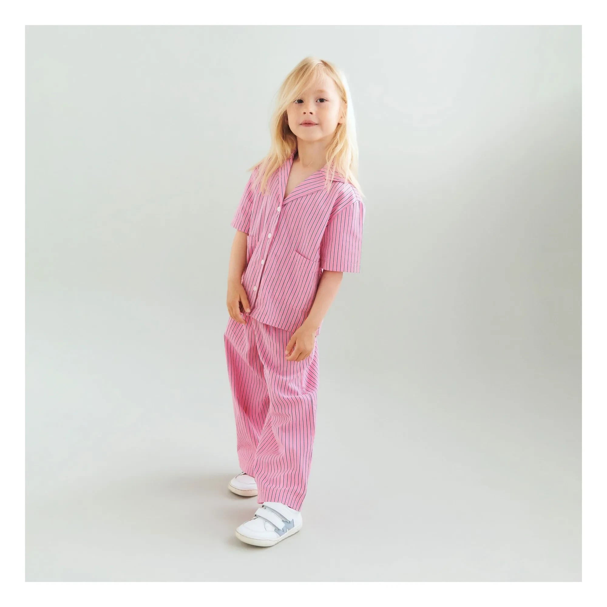 Wheat - Sasha gestreifte Hose aus Bio-Baumwolle | Rosa
