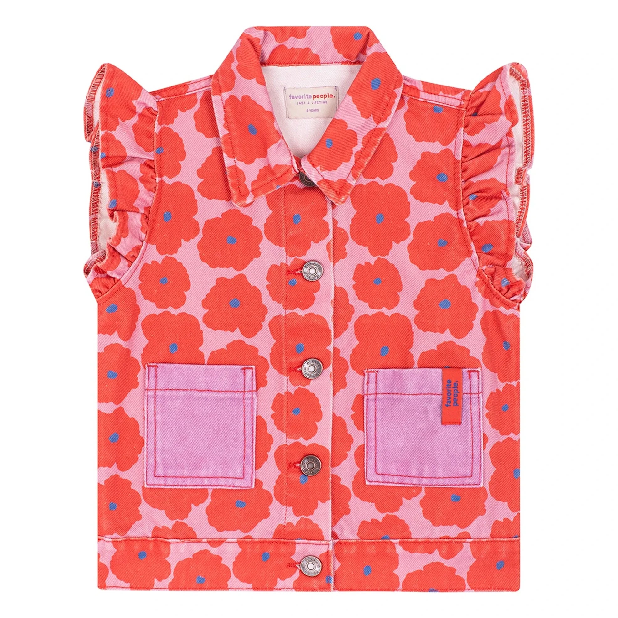 Favorite People - Napoli Ärmellose Weste mit Blumenmuster | Rot