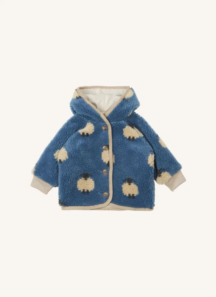 Emile et Ida - Blaue Baby-Schaffell-Sherpa-Jacke