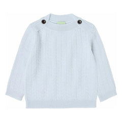 FUB – Zick-Zack-Knopfstrickjacke Feinstrick Merinowolle | Hellblau