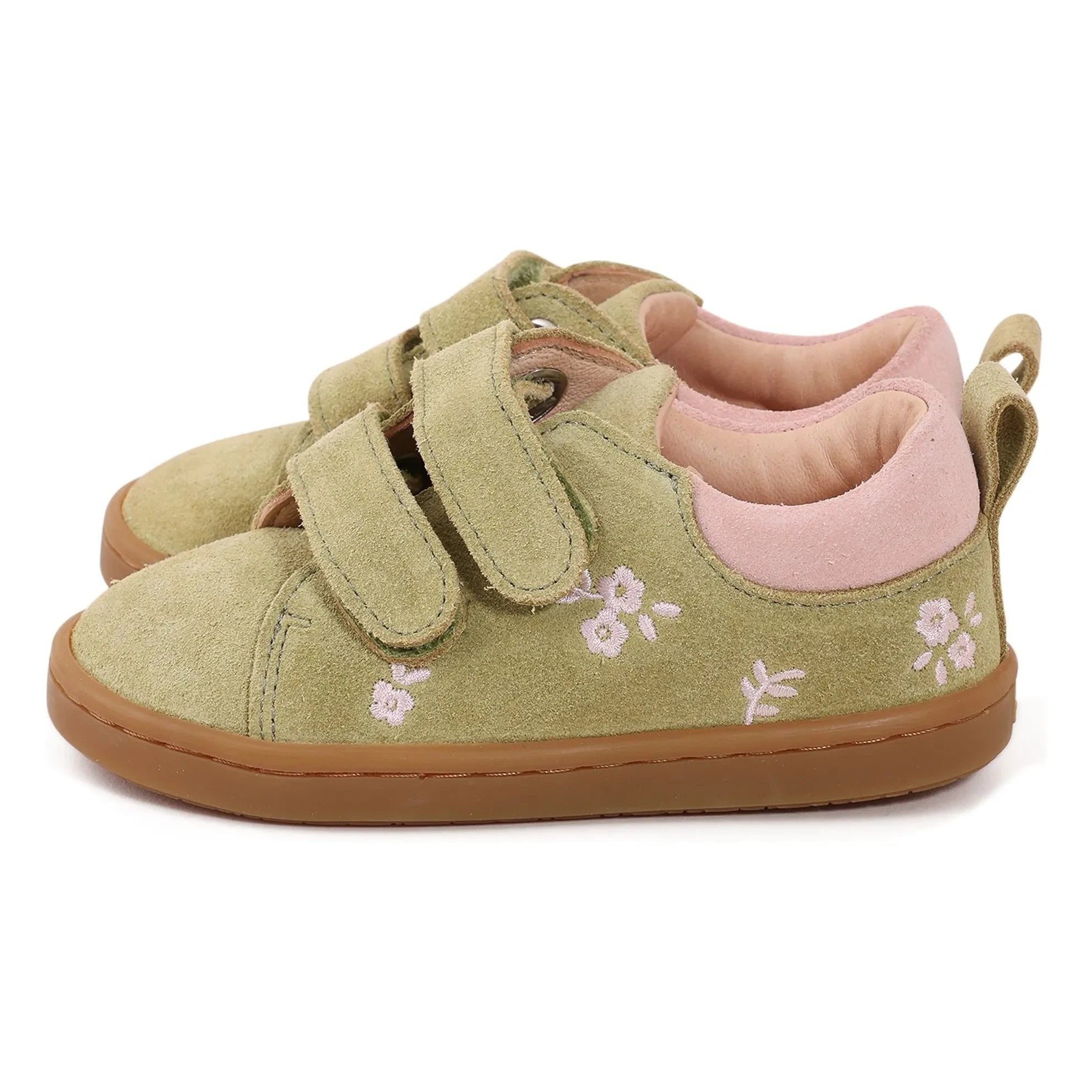 Lazare - Mahaut Fleuries Wildleder-Sneaker mit Kratzern | Mandelgrün