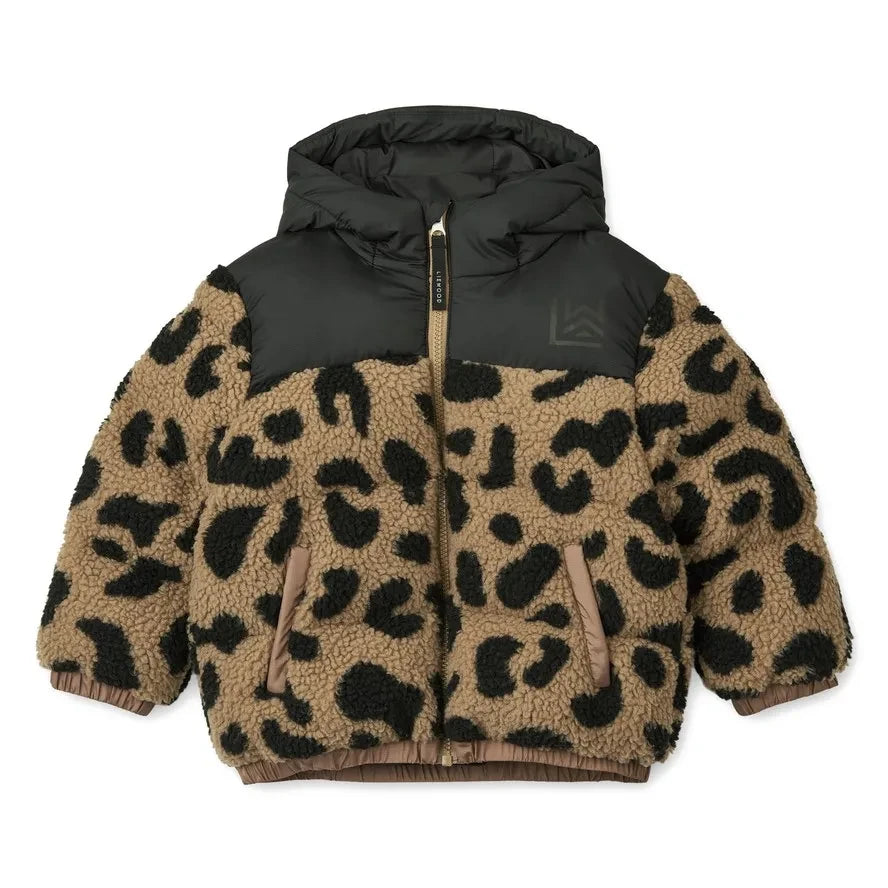 Liewood - Niko Sherpa-Jacke im Leopardenmuster aus recycelten Fasern | Braun
