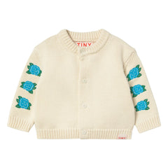 Tinycottons - Strickjacke mit Rosenstickerei | Ecru