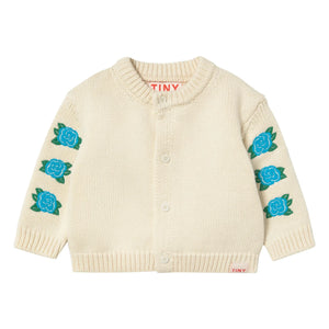 Tinycottons - Strickjacke mit Rosenstickerei | Ecru