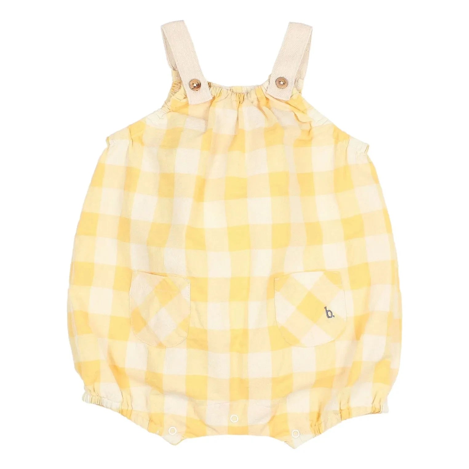 Búho - Vichy-Seersucker-Organik-Baumwoll-Overall | Gelb