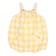 Búho - Vichy-Seersucker-Organik-Baumwoll-Overall | Gelb